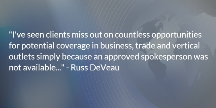 Russ DeVeau Corporate Spokesperson