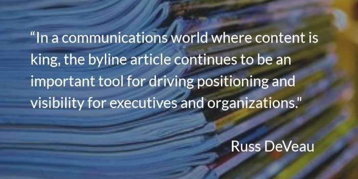 Russ DeVeau byline article content development